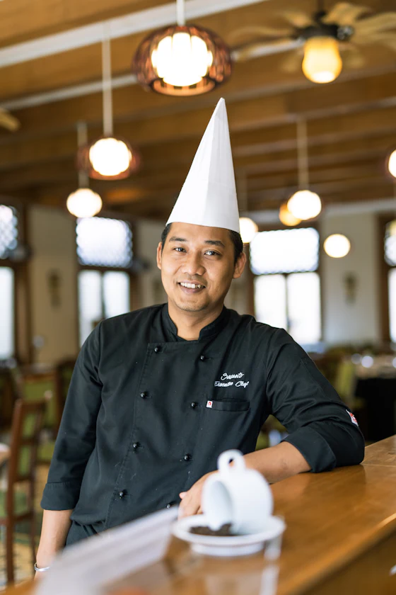 Chef Daniel Okafor in his restaurant dining room